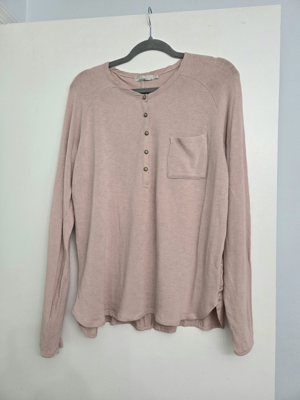 Prana Long Sleeve Henley Top in Dusty Rose